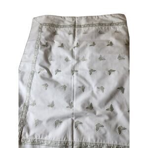 CARLIN White Green Butterfly Embroidered Lightweight 27x43 Pillow Shams Set of 2